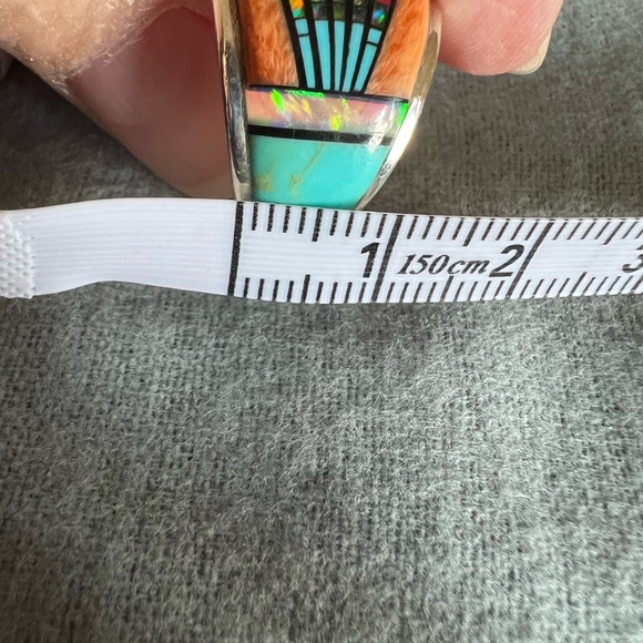 Colorful, Multi-Gemstone, Sterling Silver Inlay Statement Ring - Picture 14 of 17